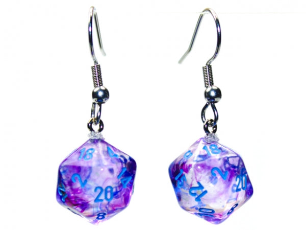 Chessex Dice:  Hook Earrings - Nebula Nocturnal Mini-Poly d20 Pair - for just $9.98! 