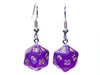 Chessex Dice: Hook Earrings - Borealis Royal Purple Mini-Poly d20 Pair - for just $9.98! 