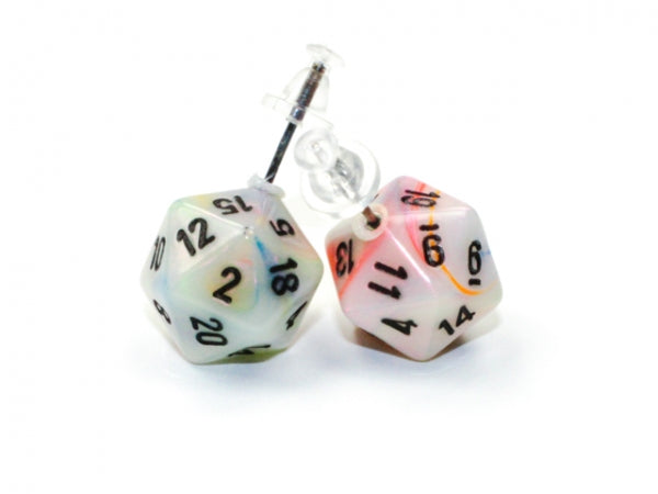 Chessex Dice:  Stud Earrings - Festive Circus Mini-Poly d20 Pair - for just $9.98! 