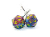 Chessex Dice: Stud Earrings - Festive Mosaic Mini-Poly d20 Pair - for just $9.98! 
