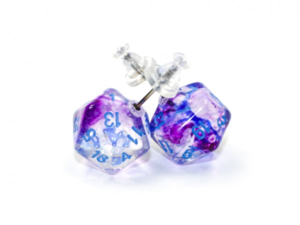 Chessex Dice: Stud Earrings - Nebula Nocturnal Mini-Poly d20 Pair - for just $9.98! 