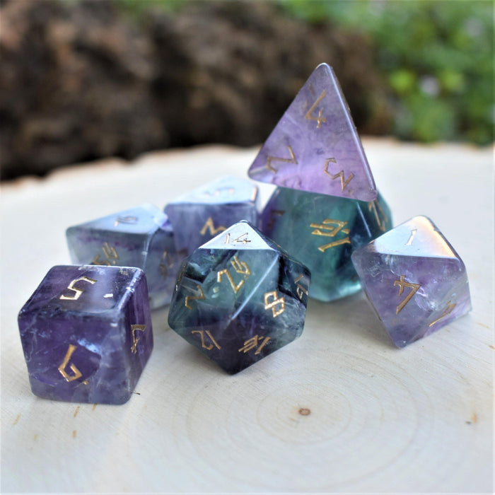 Purple Fluorite Stone Dice Set - Just $89.99! Shop now at Retro Gaming of Denver