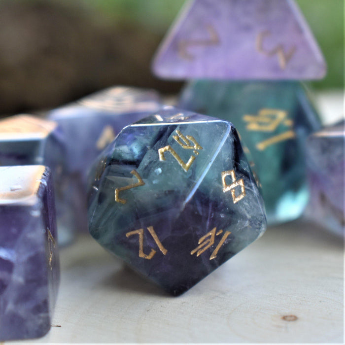 Purple Fluorite Stone Dice Set - Just $89.99! Shop now at Retro Gaming of Denver