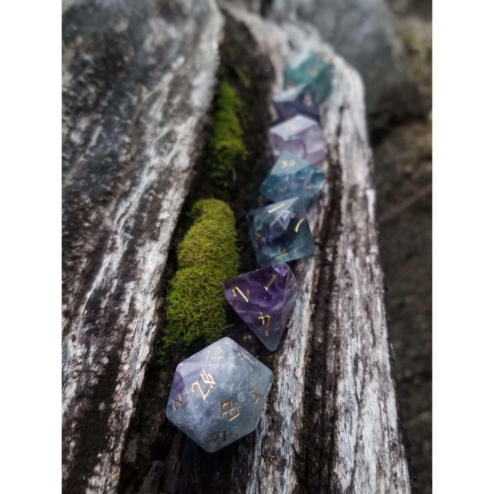 Purple Fluorite Stone Dice Set - Just $89.99! Shop now at Retro Gaming of Denver