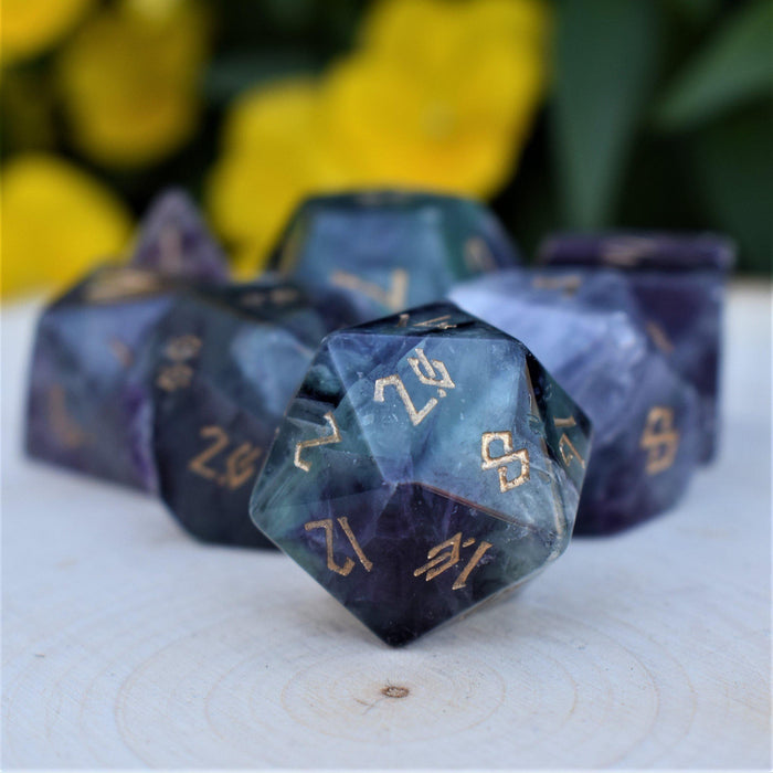 Purple Fluorite Stone Dice Set - Just $89.99! Shop now at Retro Gaming of Denver