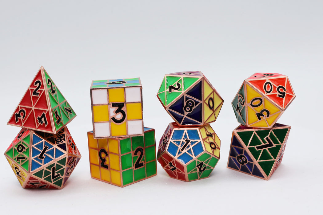 Puzzle Cube: Copper - Metal 8 piece Dice Set - for just $54.99! 