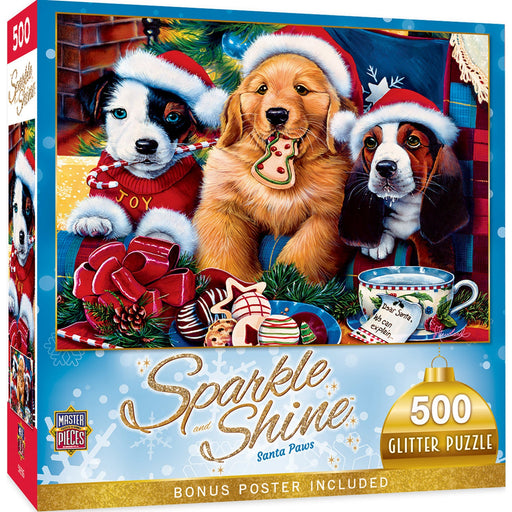 Sparkle & Shine - Santa Paws 500 Piece Glitter Jigsaw Puzzle - Just $14.99! Shop now at Retro Gaming of Denver