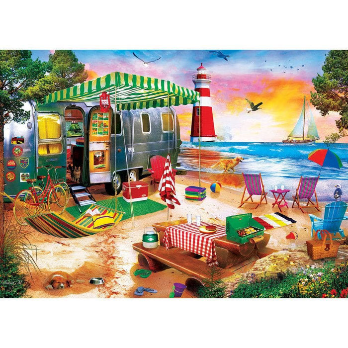 Paradise Beach - Oceanside Camping 500 Piece Jigsaw Puzzle - for just $14.99! 