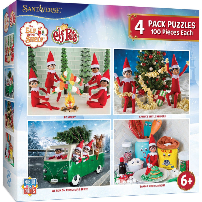 Elf on the Shelf 4-Pack 100 Piece Jigsaw Puzzles - V2 - for just $10.99! 