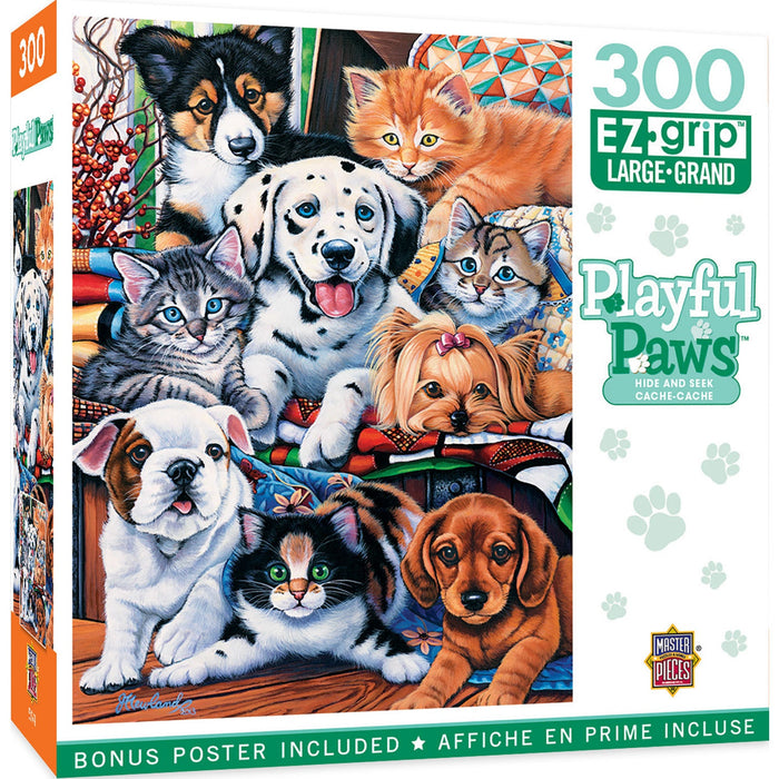 Playful Paws - Hide and Seek 300 Piece EZ Grip Jigsaw Puzzle - Just $14.99! Shop now at Retro Gaming of Denver