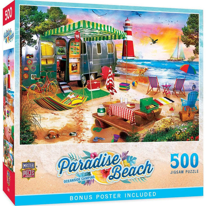 Paradise Beach - Oceanside Camping 500 Piece Jigsaw Puzzle - for just $14.99! 