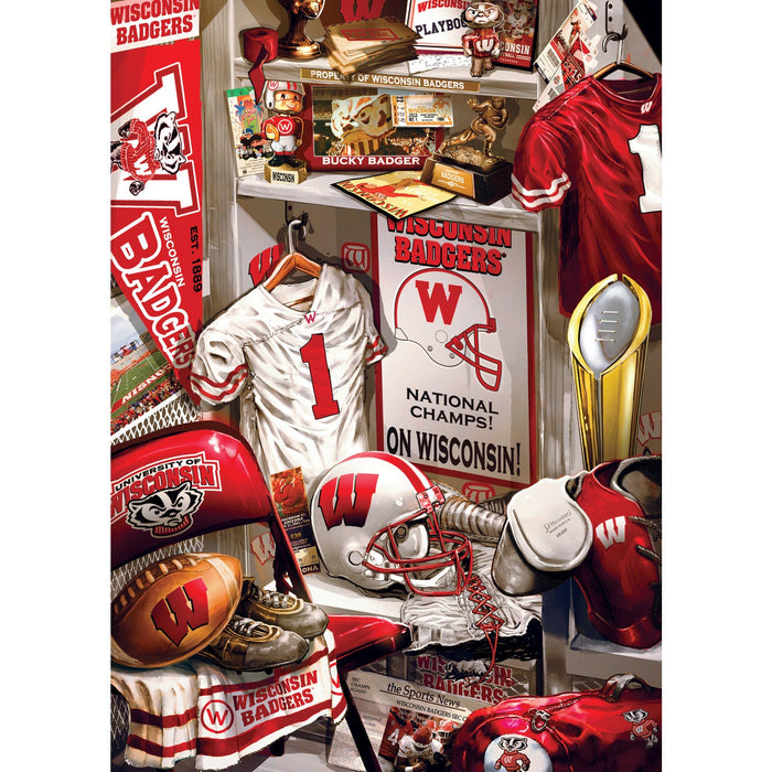 Wisconsin Badgers - Locker Room 500 Piece Jigsaw Puzzle - Just $16.99! Shop now at Retro Gaming of Denver