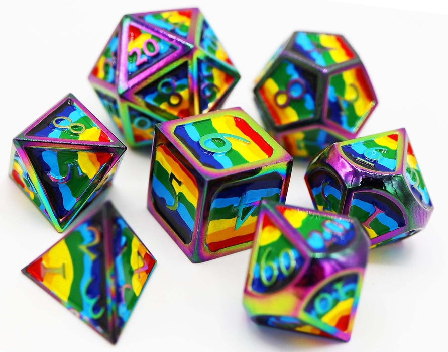Rainbow Pride Flag - Metal RPG Dice Set - for just $54.99! 