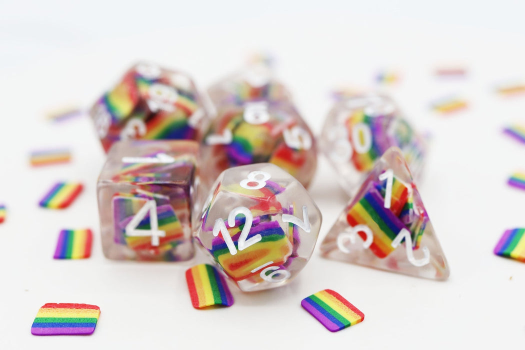 Foam Brain Games Pride Flag RPG Dice Set - for just $16.99! 
