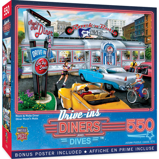 Drive-Ins, Diners & Dives - Rock & Rolla Diner 550 Piece Jigsaw Puzzle - Just $14.99! Shop now at Retro Gaming of Denver