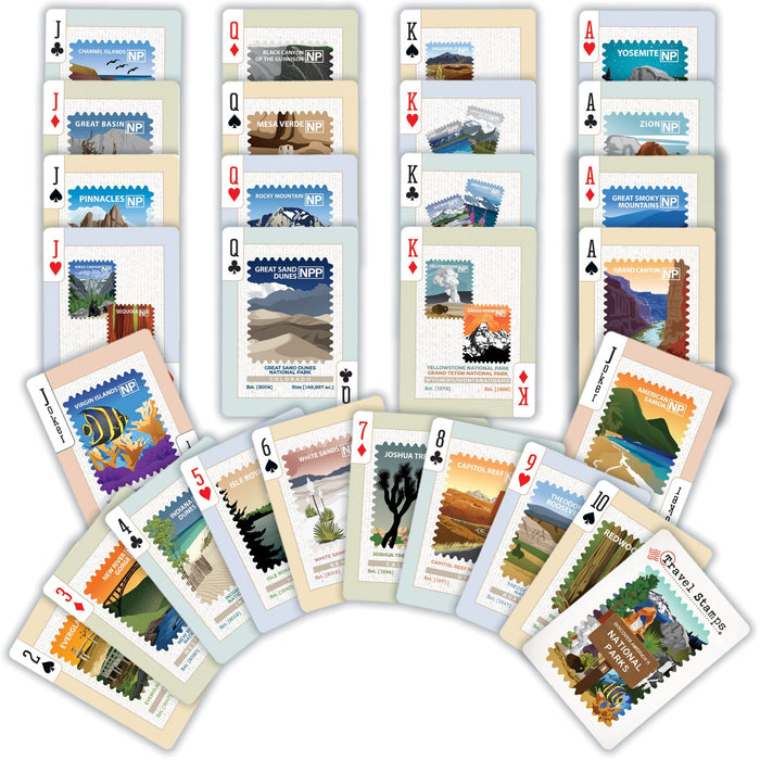 National Parks Travel Stamps Playing Cards - 54 Card Deck - Just $6.99! Shop now at Retro Gaming of Denver