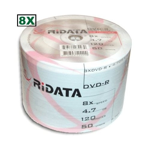 Ritek Ridata 8X DVD-R 4.7GB White Inkjet Hub Printable [Discontinued] - for just $19.95! 