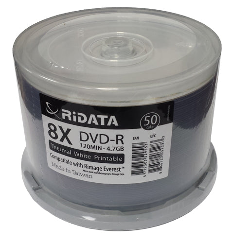 Ritek Ridata 8X DVD-R 4.7GB White Thermal Hub (Everest Compatible) [Discontinued] - for just $20.95! 