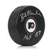 Bob Clarke Autographed Philadelphia Flyers Hockey Logo Puck with Hall of Fame Inscription - for just $99.99! 