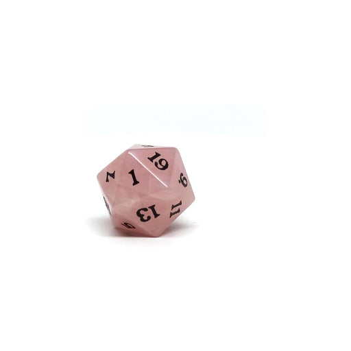 Stone D20 Dice - Rose Quartz - Signature Font - Premium Single Dice - Just $19.95! Shop now at Retro Gaming of Denver