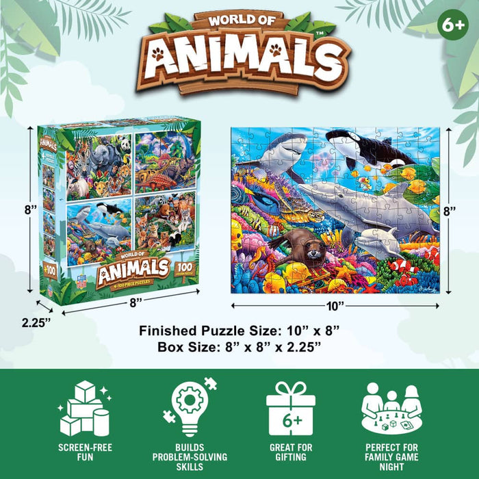 World of Animals 100 Piece Jigsaw Puzzles 4-Pack V1 - for just $14.99! 