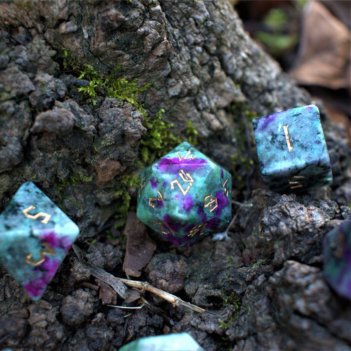 Ruby Zoisite Stone Dice Set - Just $89.99! Shop now at Retro Gaming of Denver