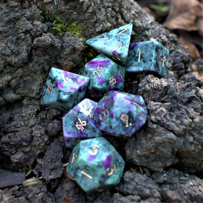 Ruby Zoisite Stone Dice Set - Just $89.99! Shop now at Retro Gaming of Denver