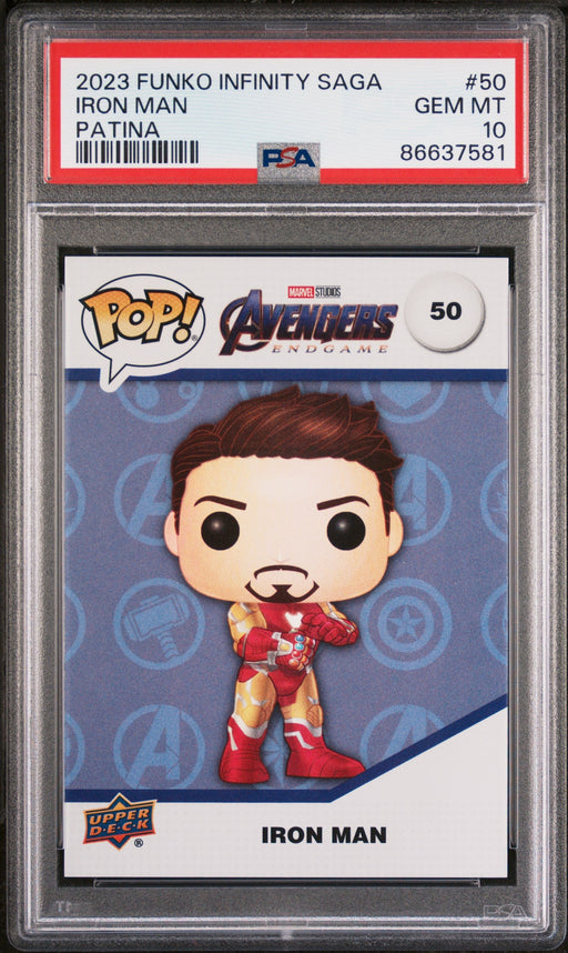 2023 UPPER DECK FUNKO POP MARVEL  IRON MAN PATINA #50  PSA 10 - for just $54! 