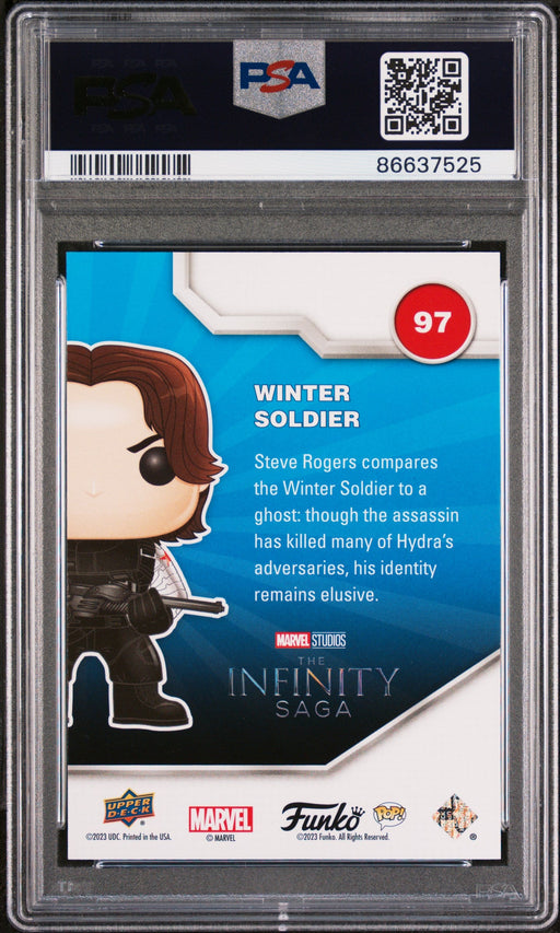 2023 UPPER DECK FUNKO POP MARVEL  WINTER SOLDIER CONFETTI BOMB #97  PSA 10 - for just $149! 