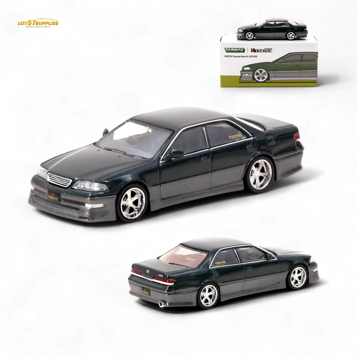 Tarmac Works Global64 VERTEX Toyota Mark II JZX100 Dark Green Metallic 1:64 T64G-024-GR - for just $23.99! 