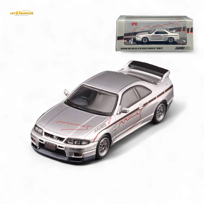 Inno64 NISSAN SKYLINE GR-R (R33) "Tuned by Mine's" Silver 1:64 - for just $29.99! 