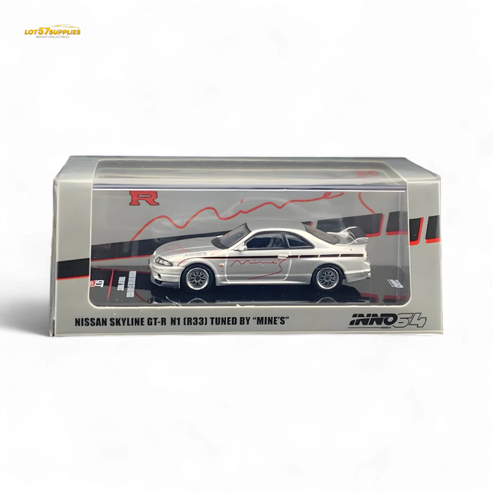 Inno64 NISSAN SKYLINE GR-R (R33) "Tuned by Mine's" Silver 1:64 - for just $29.99! 
