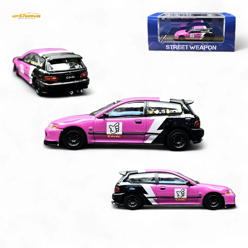 Street Weapon Honda Civic EG6 No Good Racing Pink - Black 1:64 - for just $38.99! 