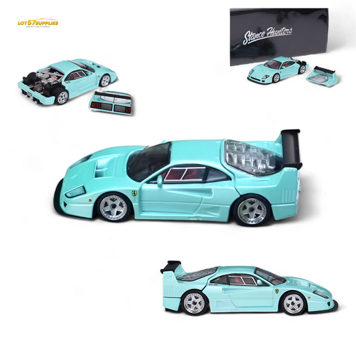Stance Hunters Ferrari F40 LM Light Aqua Green With Removable Rear Engine Cover 1:64 - for just $44.99! 