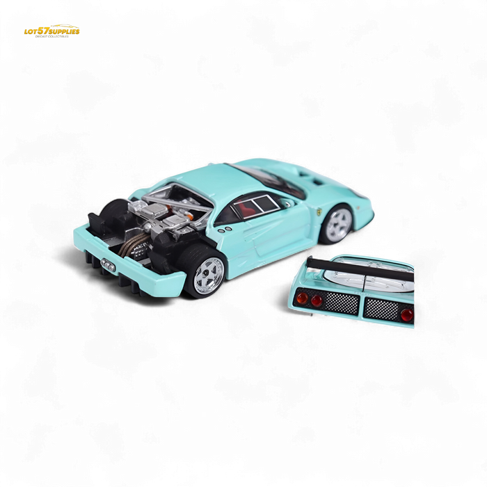 Stance Hunters Ferrari F40 LM Light Aqua Green With Removable Rear Engine Cover 1:64 - for just $44.99! 