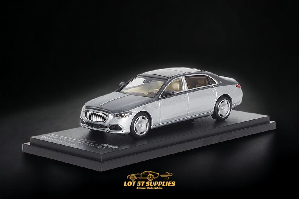 AR BOX 2021 Mercedes-Benz Maybach W223 Grey/ Hightech Silver 2-Tone Licensed Product 1:64 - for just $39.99! 