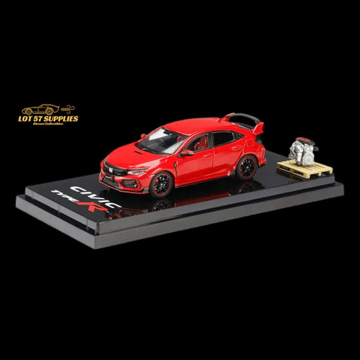 Hobby Japan 2017 Honda Civic Type R FK8 Flame Red With Engine Model Display 1:64 HJ641055AR - for just $39.99! 