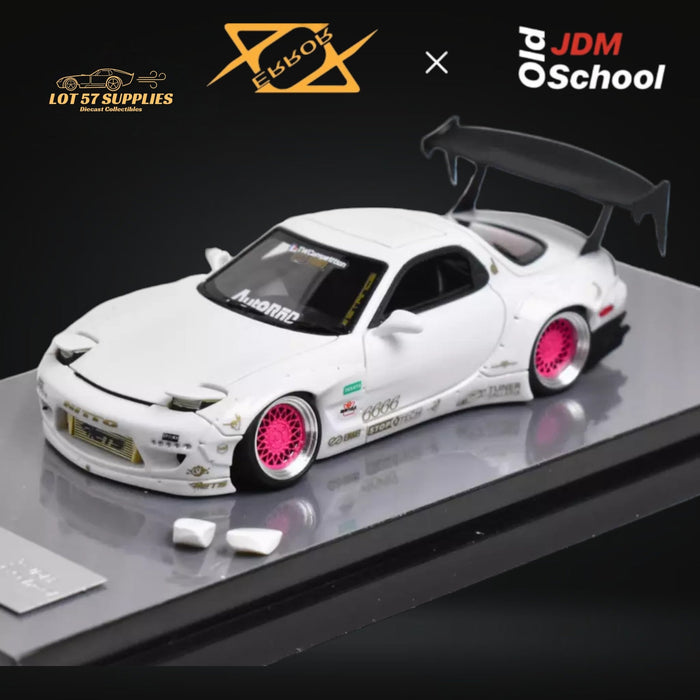 Error404 Model x OLD SCHOOL JDM Mazda RX-7 Rocket Bunny in White 1:64 - Just $79.99! Shop now at Retro Gaming of Denver