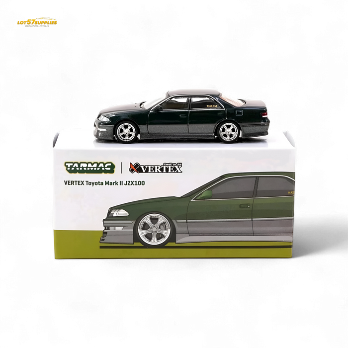 Tarmac Works Global64 VERTEX Toyota Mark II JZX100 Dark Green Metallic 1:64 T64G-024-GR - for just $23.99! 