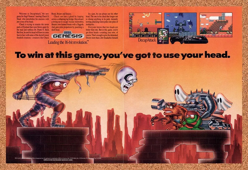 1991 Decap Attack Genesis Original Ad v1 - for just $23.49! 