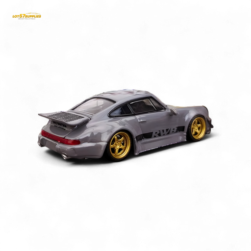 Flame Porsche 964 RWB Whale Tale in Cement Gray 1:64 - for just $32.99! 