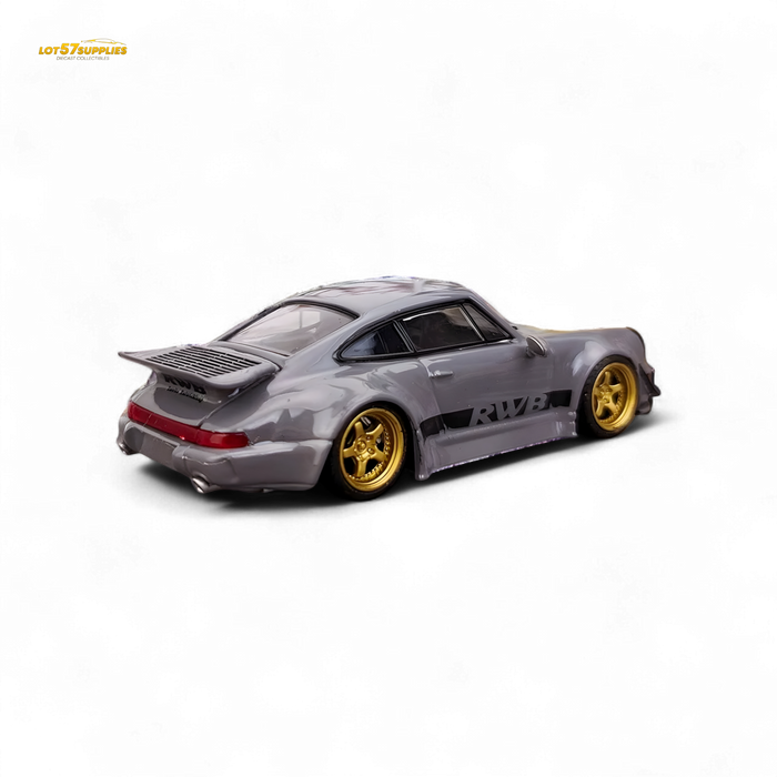 Flame Porsche 964 RWB Whale Tale in Cement Gray 1:64 - for just $32.99! 