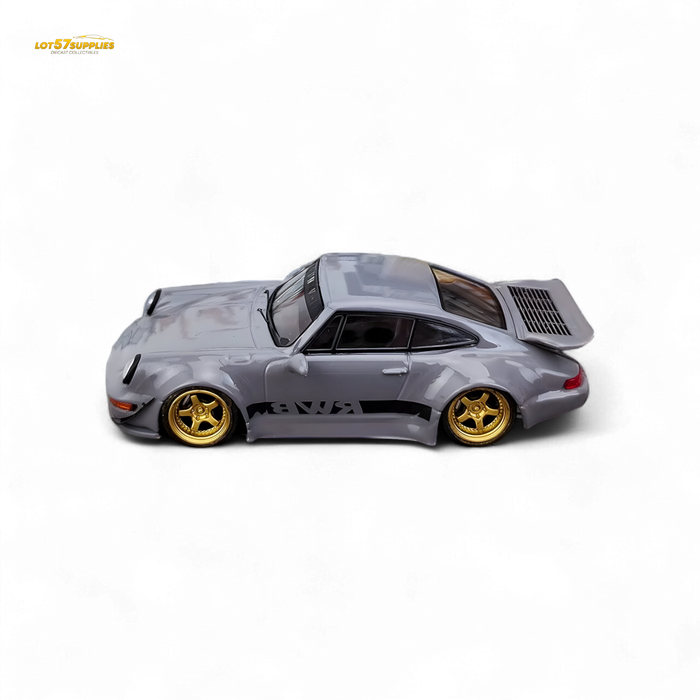 Flame Porsche 964 RWB Whale Tale in Cement Gray 1:64 - for just $32.99! 