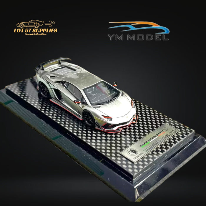 YM Model Lamborghini Aventador S Rowen Silver & Red Line 1:64 - Just $89.99! Shop now at Retro Gaming of Denver