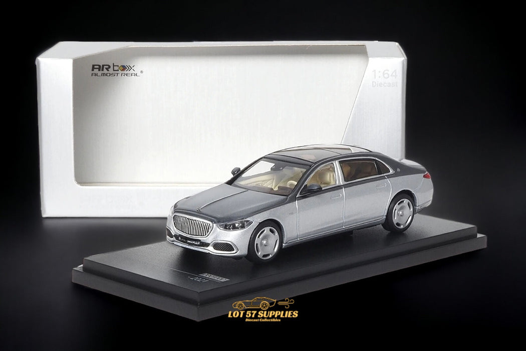 AR BOX 2021 Mercedes-Benz Maybach W223 Grey/ Hightech Silver 2-Tone Licensed Product 1:64 - for just $39.99! 