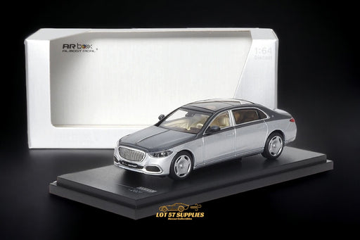 AR BOX 2021 Mercedes-Benz Maybach W223 Grey/ Hightech Silver 2-Tone Licensed Product 1:64 - for just $39.99! 
