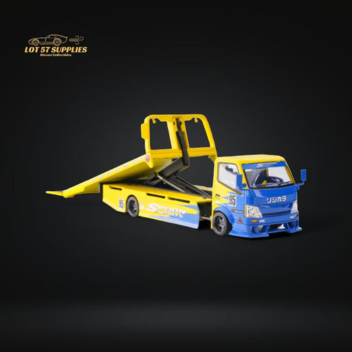 MicroTurbo HINO 300 Custom Flatbed Tow Truck Spoon Livery 1:64 - for just $52.99! 
