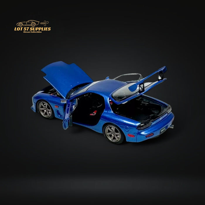 PGM Mazda RX-7 FD3S Metallic Blue Fully Openeable Luxury Base 1:64 - for just $94.99! 