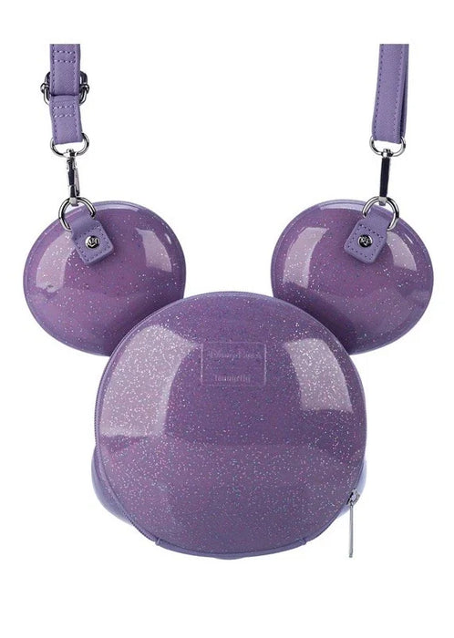 Disney Parks Mickey Mouse Loungefly Molded Head Purple Glitter Crossbody - for just $72.95! 