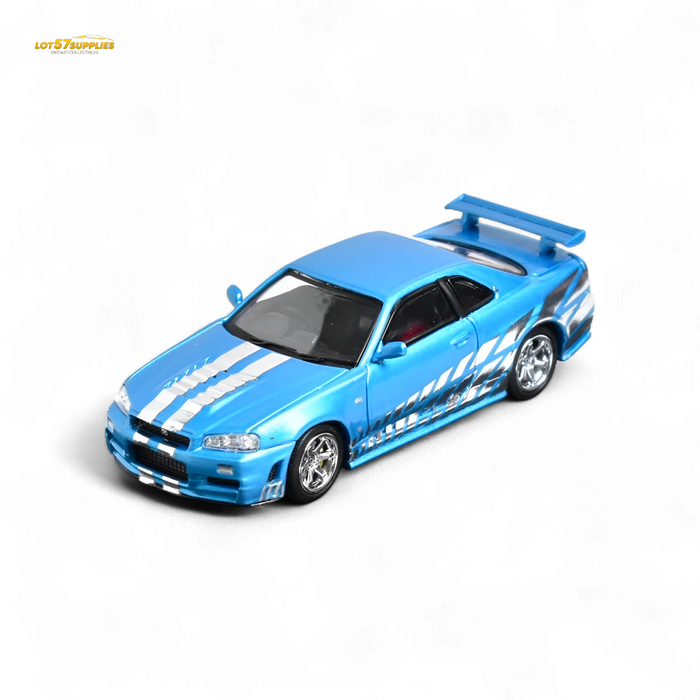 Stance Hunters Skyline GT-R R34 Z-Tune Chrome Blue 1:64 - for just $34.99! 